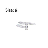 عصفور كريستال خاتم فضة عيار 925 علي شكل مسمار منحني مرصع بالزركون RM0134-8